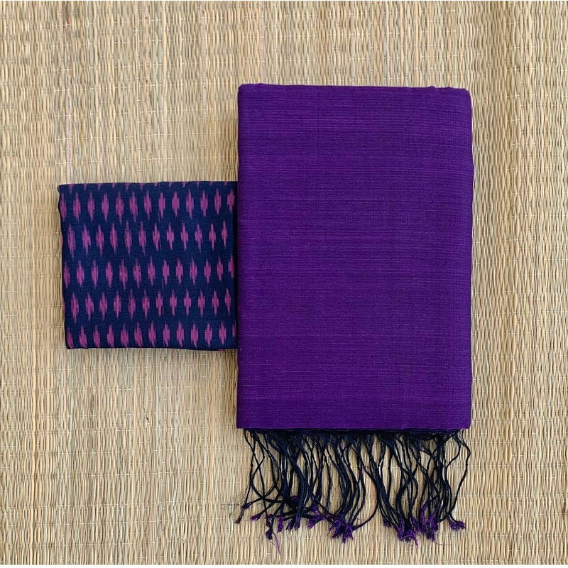  Eye-catching Purple Colour Traditional Looking Chanderi Cotton Saree-Purple Color-Cotton Saree Store