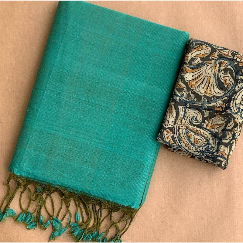  Graceful Teal Green Colour Traditional Looking Chanderi Cotton Saree-Green Saree-Cotton Saree Store