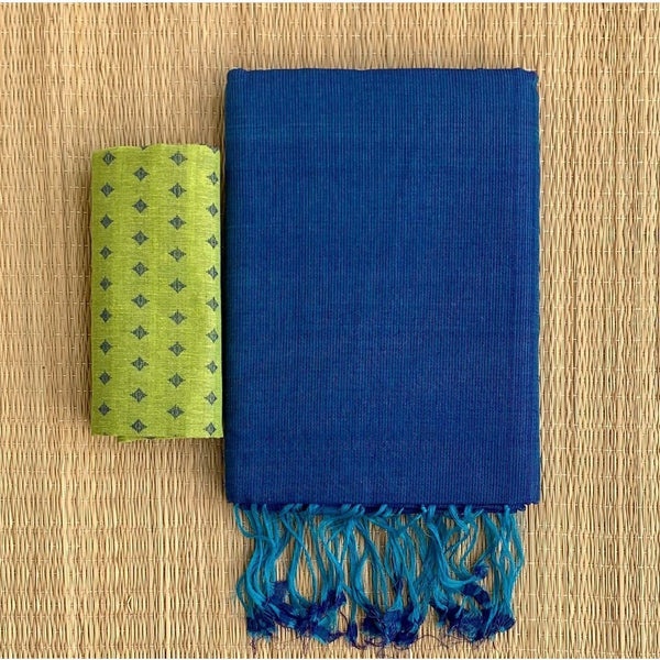  Groovy Blue Colour Traditional Looking Chanderi Cotton Saree-Cotton Saree Store