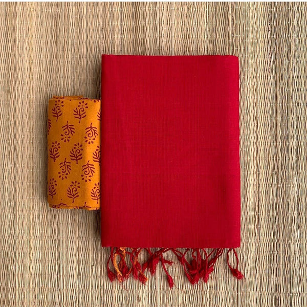  Opulent Red Colour Traditional Looking Chanderi Cotton Saree-Red Color-Cotton Saree Store