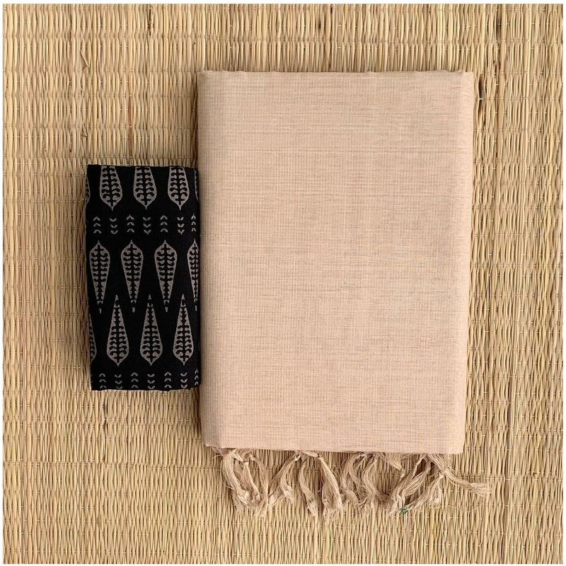  Partywear Cream Colour Traditional Looking Chanderi Cotton Saree-Cotton Saree Store