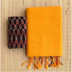  Trendy Orange Colour Traditional Looking Chanderi Cotton Saree-Yellow Color-Cotton Saree Store