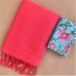  Trendy Pink Colour Traditional Looking Chanderi Cotton Saree-Gajari Color-Cotton Saree Store