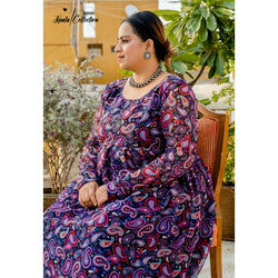 ATTRACTIVE PLUS SIZE  MANGO PRINT  FLAIR GOWN WITH PLAZZO PANT