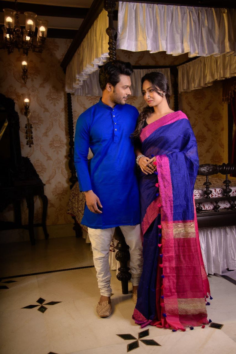 HANDLOOM SILK SAREE-KURTA COUPLE SET