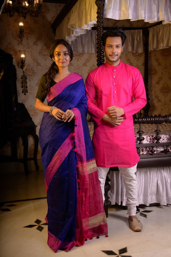 HANDLOOM SILK SAREE-KURTA COUPLE SET