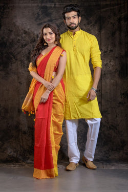 HANDLOOM SAREE-KURTA COUPLE SET