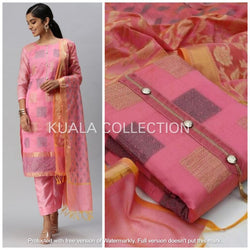 Look Like Queen by Wearing This Desirable Pink Colored Banarasi Jacard With Satoon Bottom And Jacard Dupatta