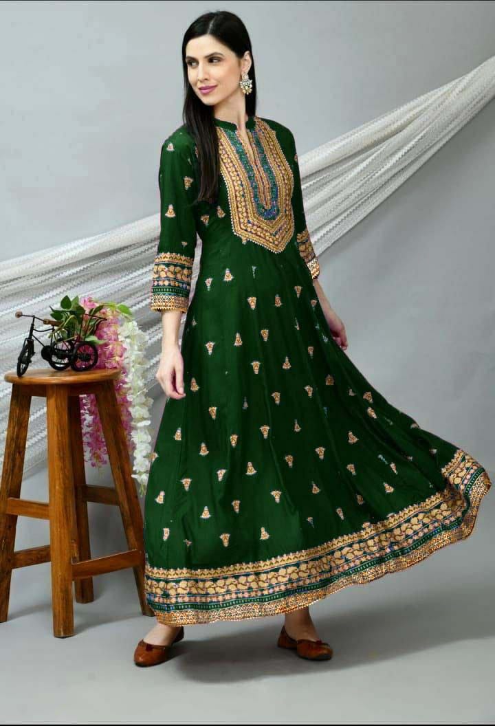 Beautiful Fancy Dark Green Color Reyon Kurti