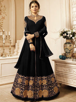 Eye Catching Black Embroidery Georgette Anarkali