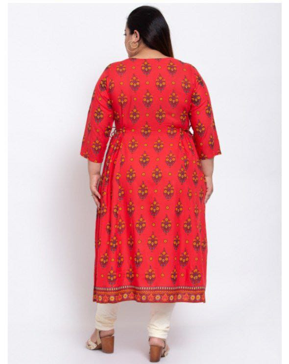 Alluring Peach  Colored Plus Size Kurti With Heavy reyon with digital  Print