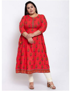 Alluring Peach  Colored Plus Size Kurti With Heavy reyon with digital  Print