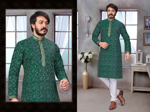 Mens Wear Dark Green Colored Only Kurta