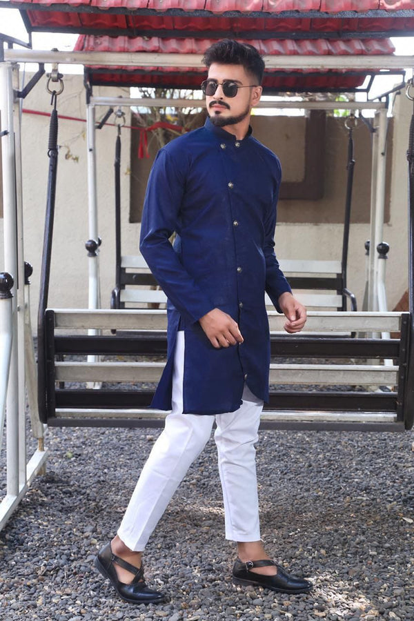 Buy Blue Colored Kurta Of Mens Kurta By Kuala Collection