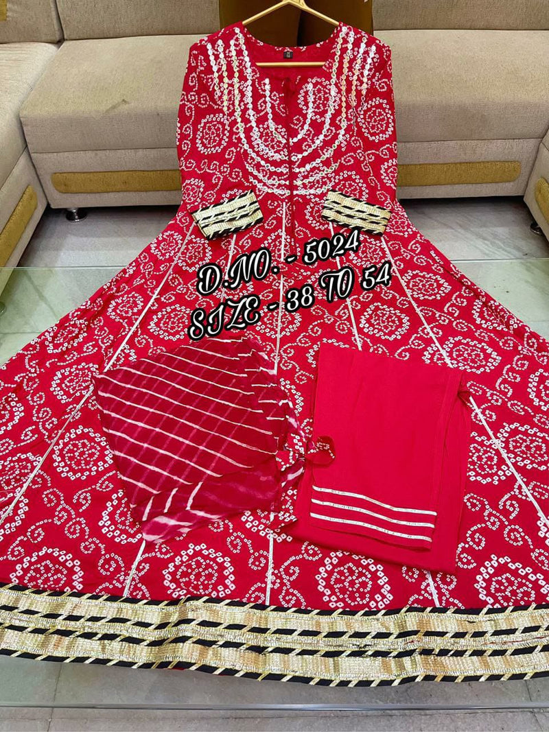 Alluring Red Colored Floor Length Kurti