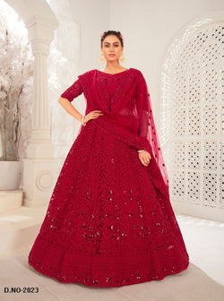 Red Colored Bridal Wear With Embroidery Work