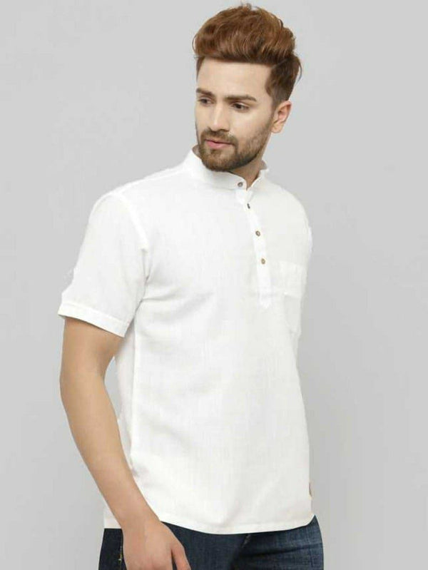 Stunning Mens Wear Short Kurta Of Slub Cotton