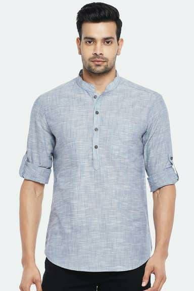 Grey Colored Mens Wear Short Kurta