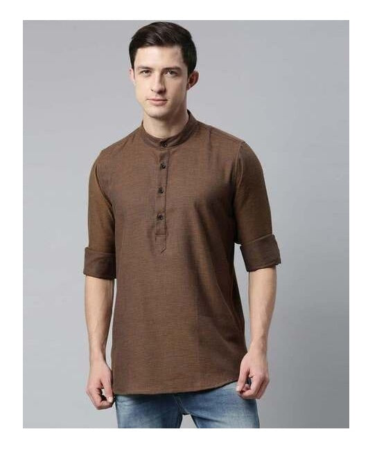 Light Brown Colored Mens Short Kurta