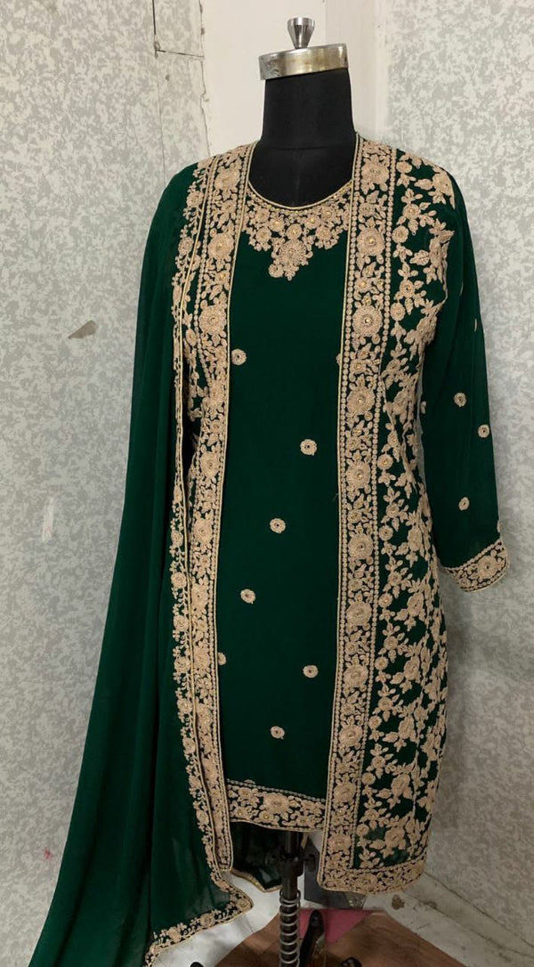 Look Gorgeous by Wearing This Mesmerising Forestgreen Colored  Fancy Wear