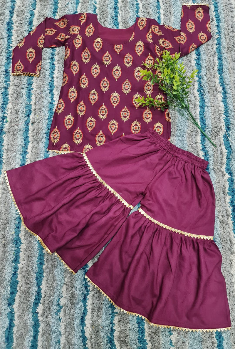 ALLURING KIDS WEAR SHARARA KURTI FOR BABY GIRL IN MANY BEAUTIFUL COLORS