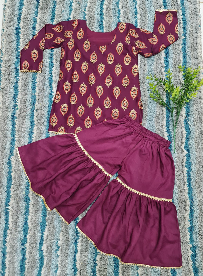 ALLURING KIDS WEAR SHARARA KURTI FOR BABY GIRL IN MANY BEAUTIFUL COLORS