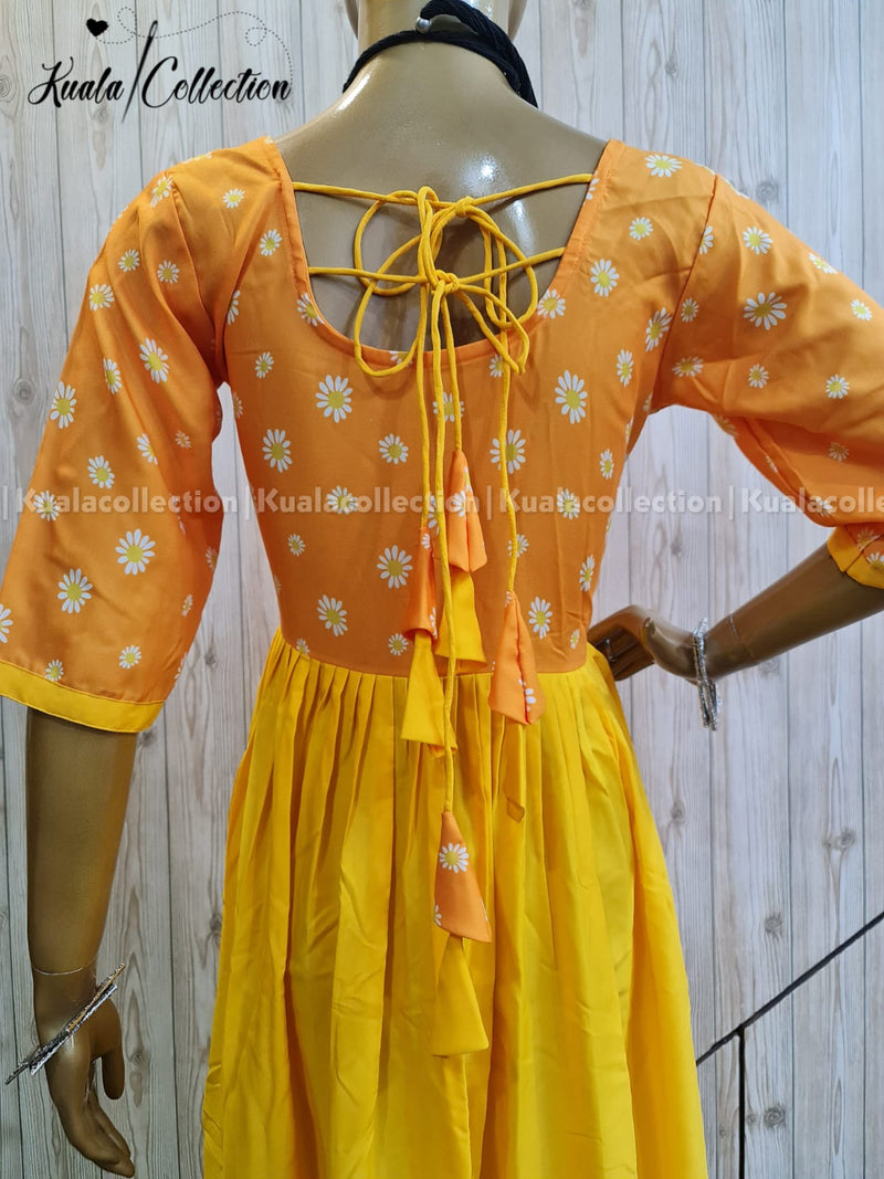 Majesty Mustard Yellow Colored Sunflower Print Anarkali Gown