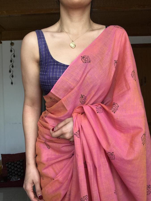 Elegant Brick Colored Saree