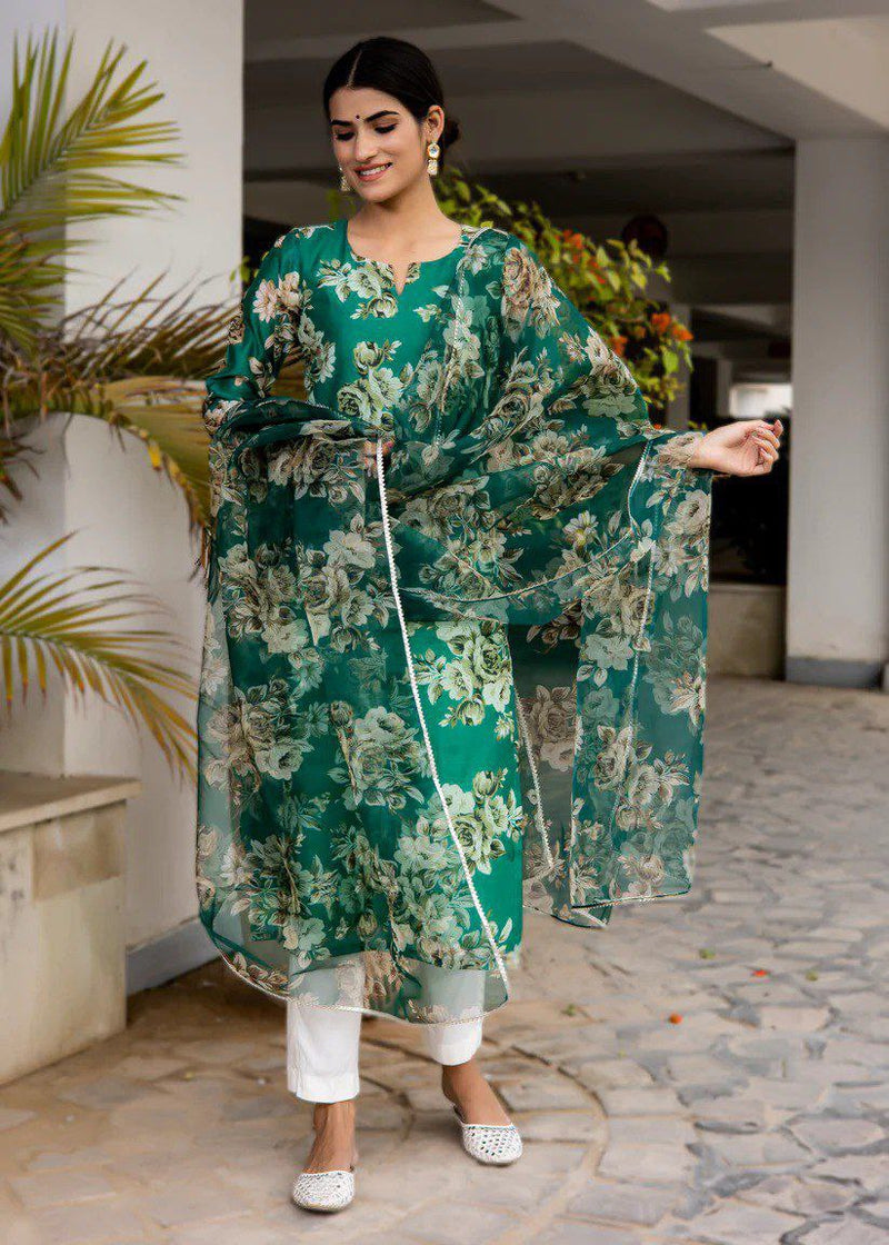 Georgette printed kurta with Dupatta  lace