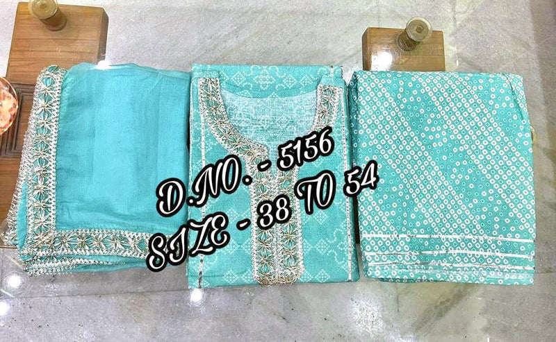 Stylish Pure Cotton Bhandhej Printed With Gotta Work Kurti With Sharara Gharara And Dupatta Set