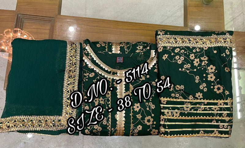 Indian Women Beautiful Green Kurta Sharara Dupatta Set