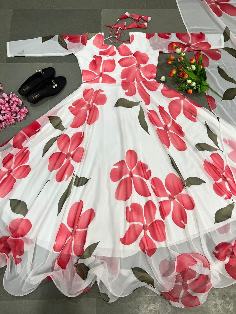 Georgette with digital print Gown
