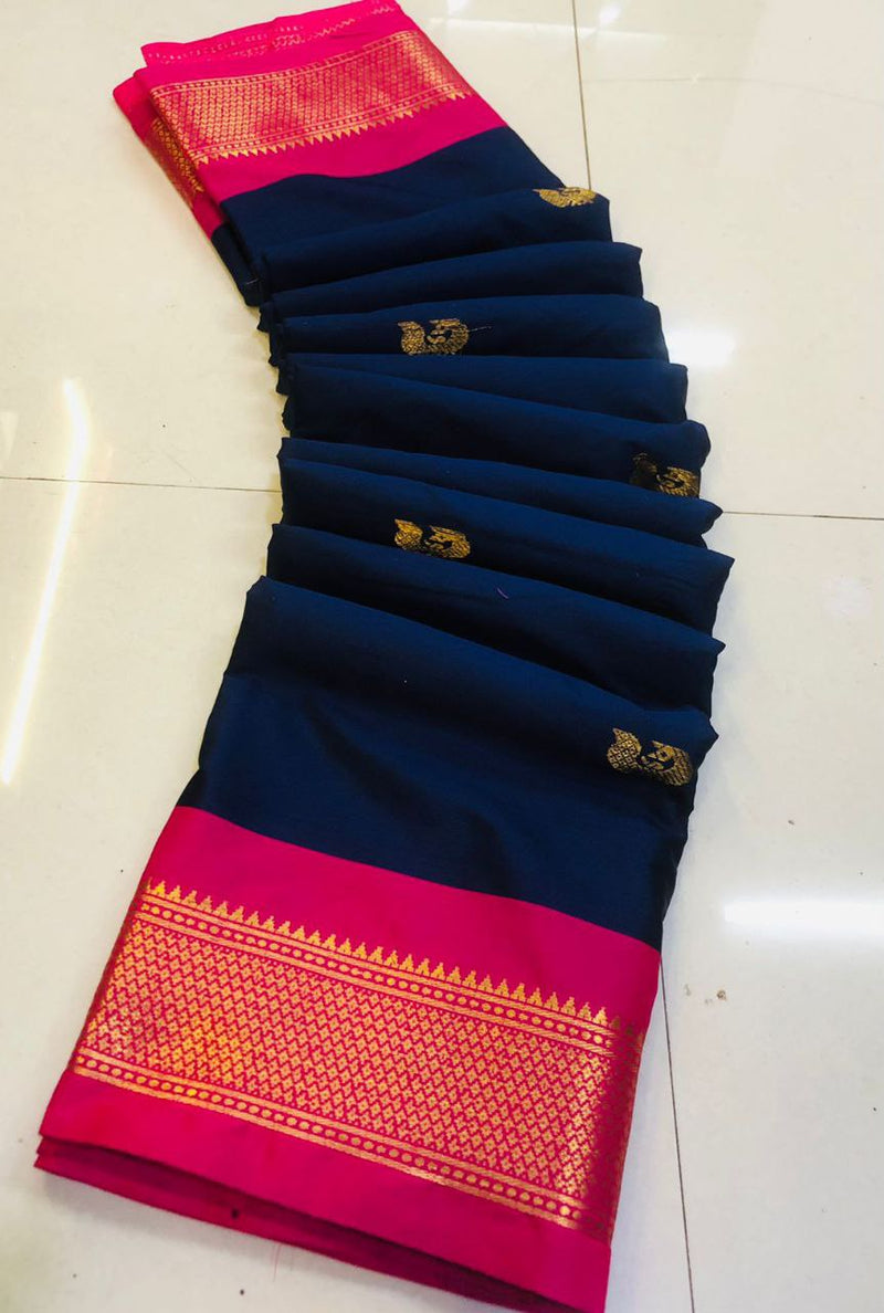 Cotton silk gold weaving border designer saree