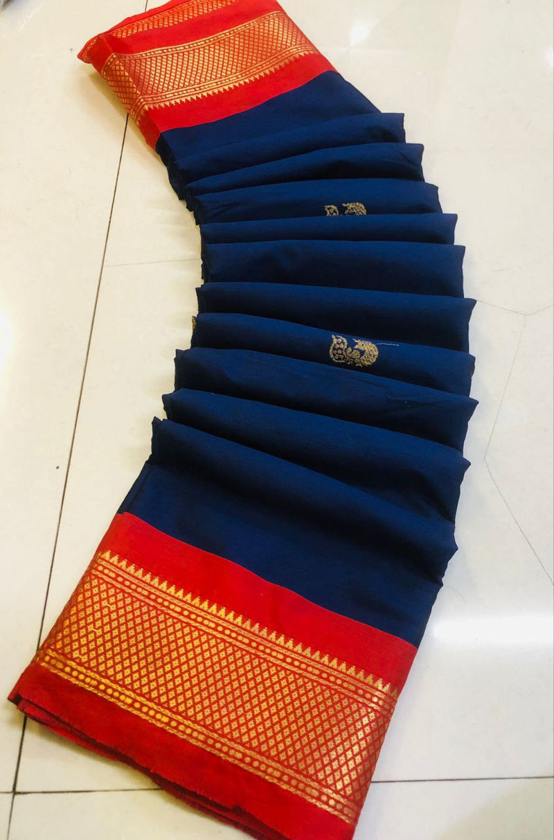 Cotton silk gold weaving border designer saree