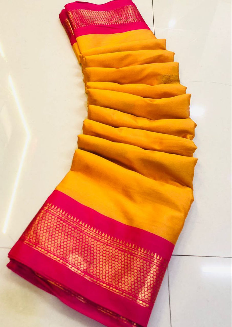 Cotton silk gold weaving border designer saree