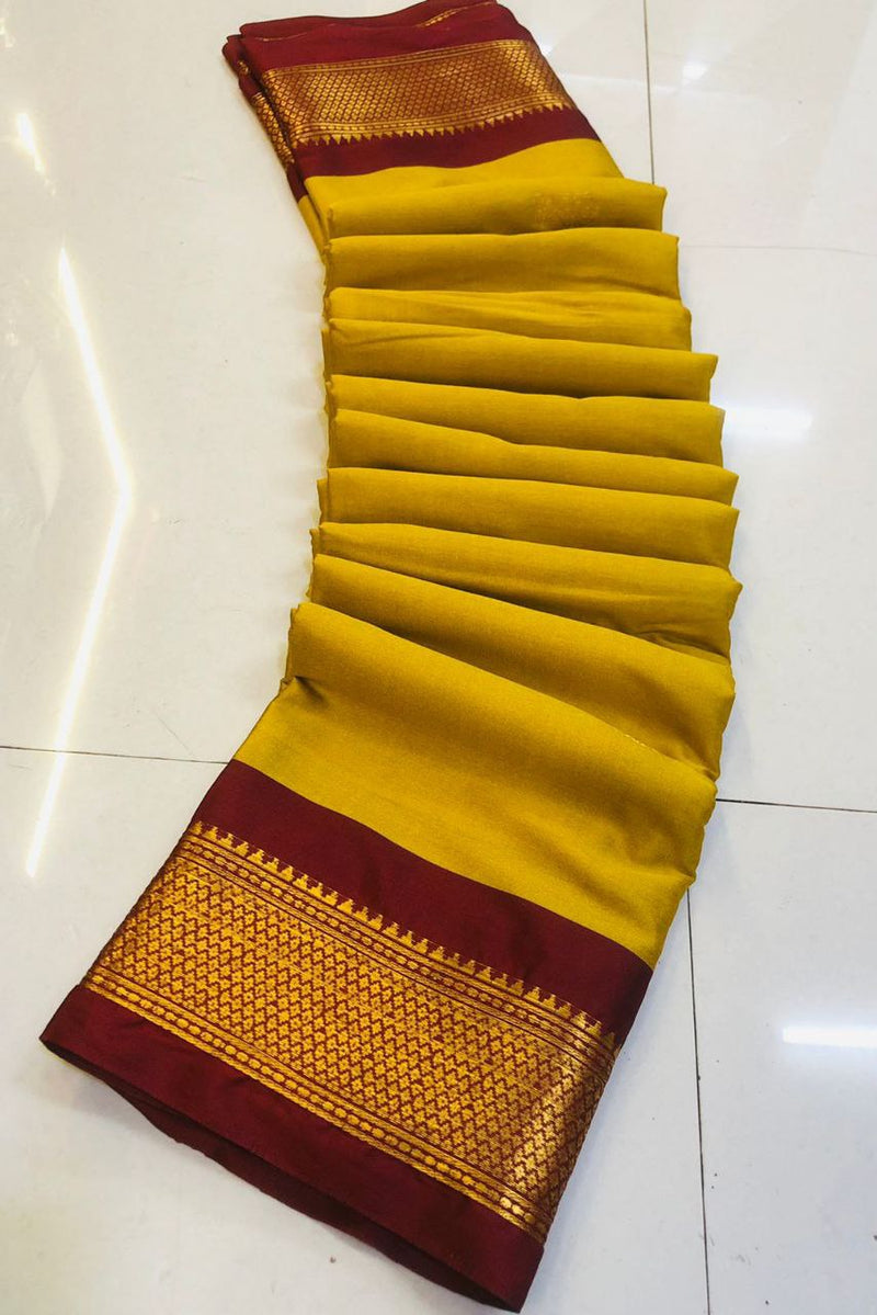 Cotton silk gold weaving border designer saree