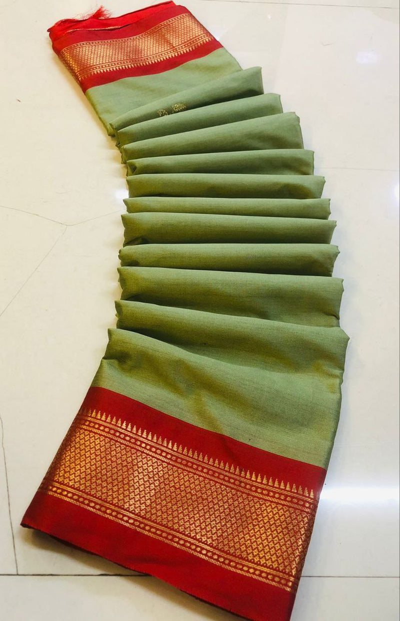 Cotton silk gold weaving border designer saree