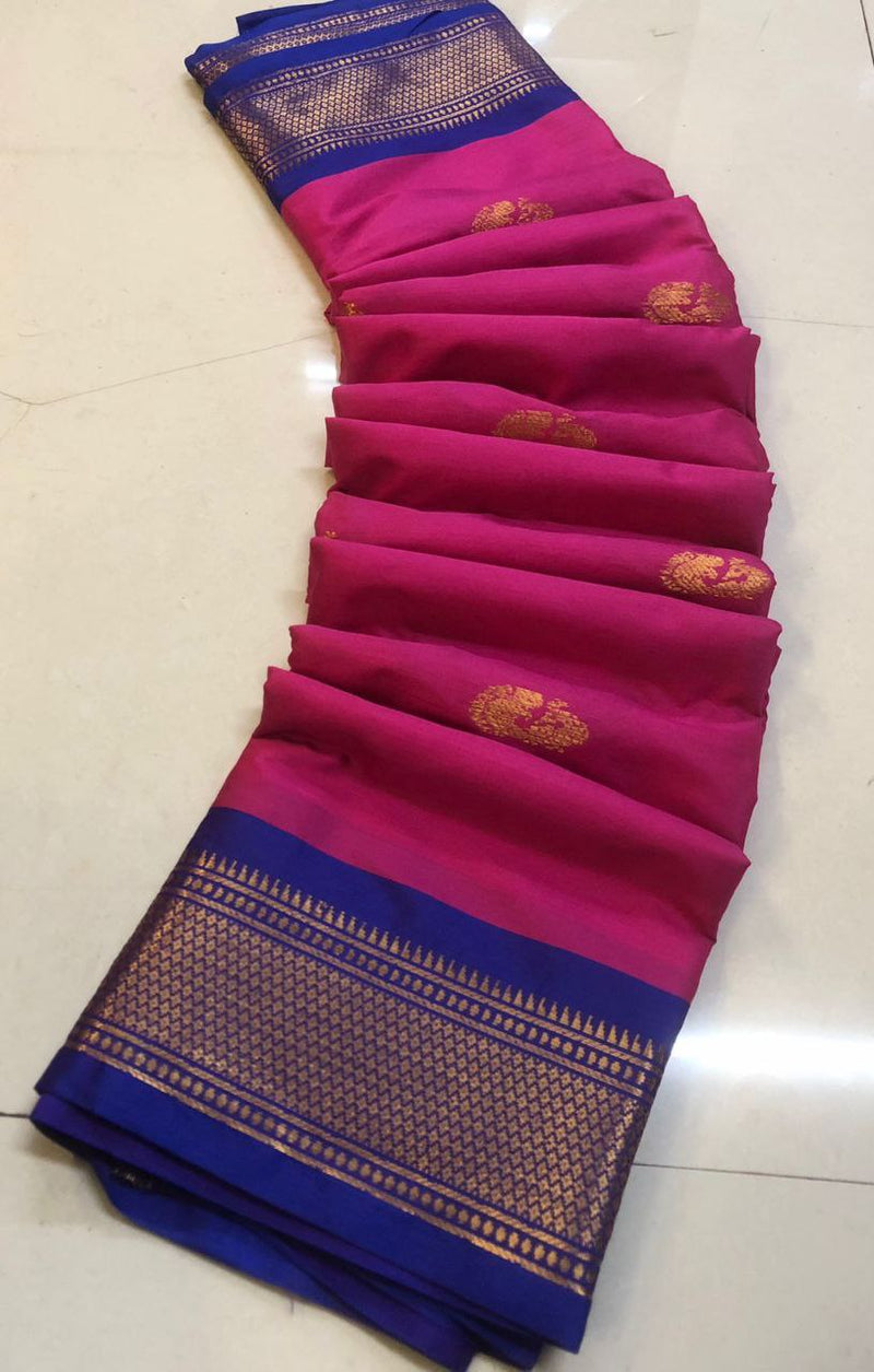 Cotton silk gold weaving border designer saree