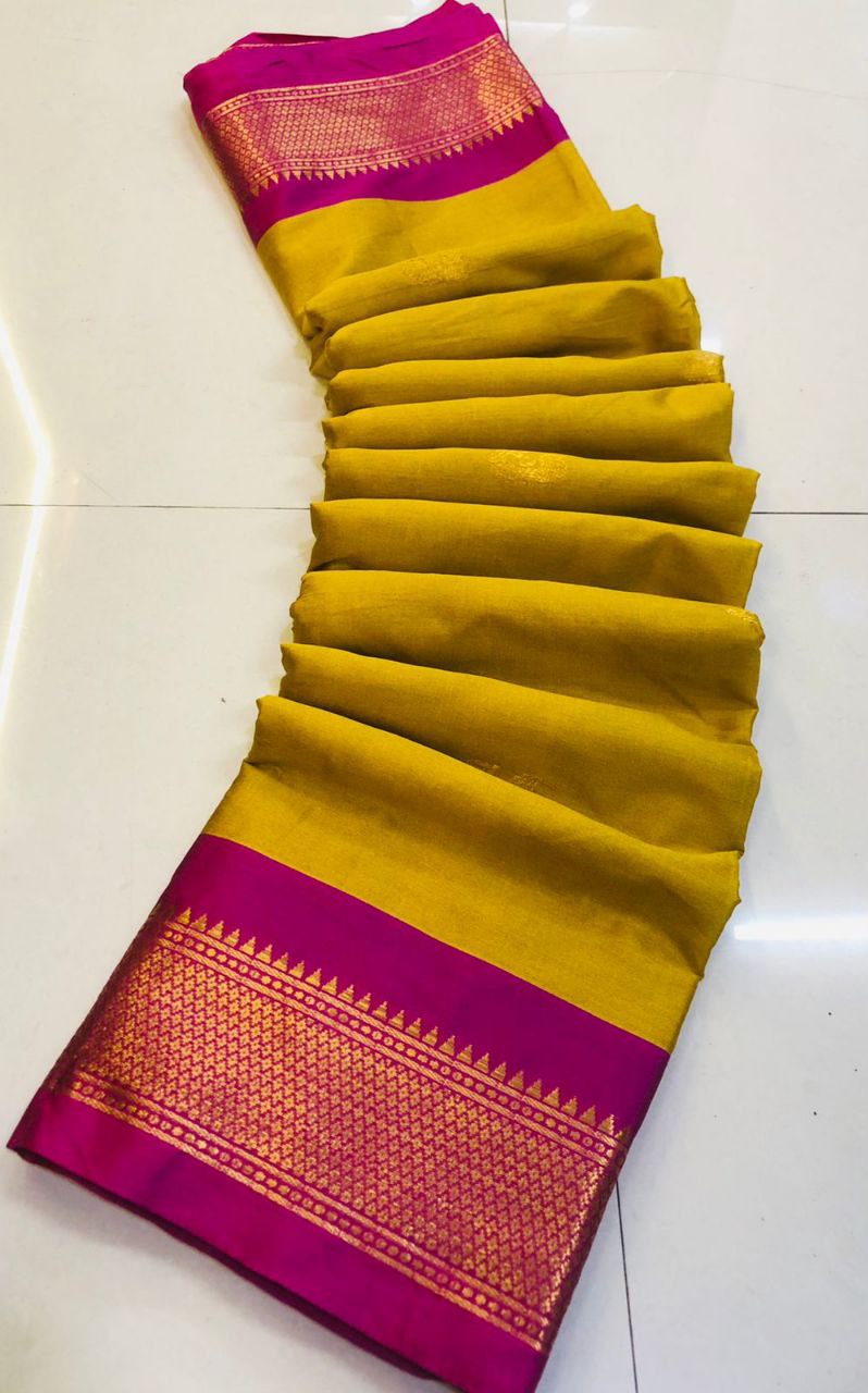 Cotton silk gold weaving border designer saree