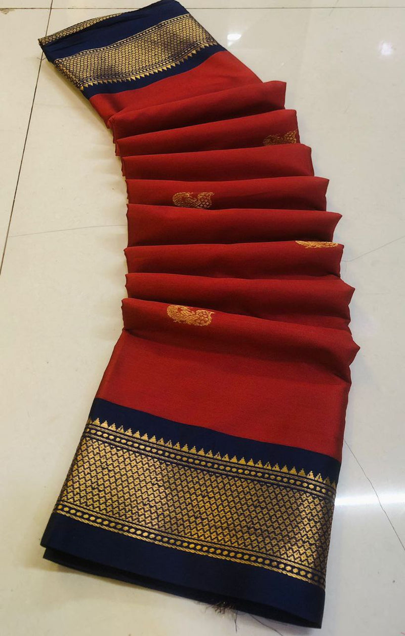 Cotton silk gold weaving border designer saree