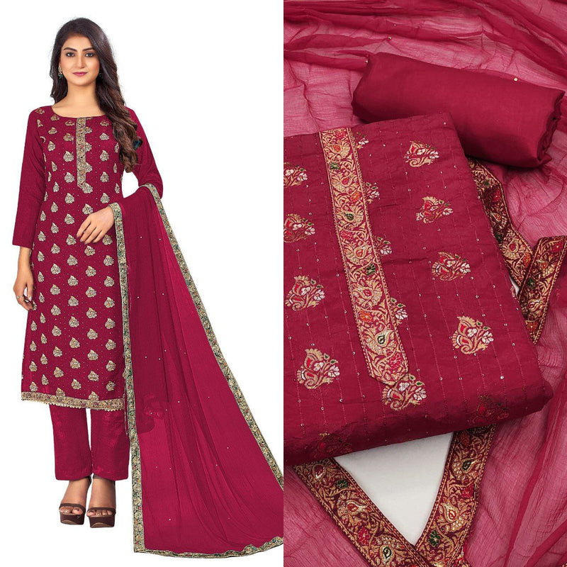 Elegant Pink Color NYLON DOLA Straight Cut Chudidhar