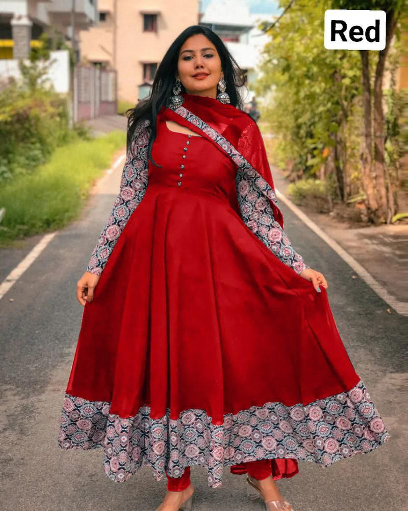 Lovely Red Faux Georgette Gown