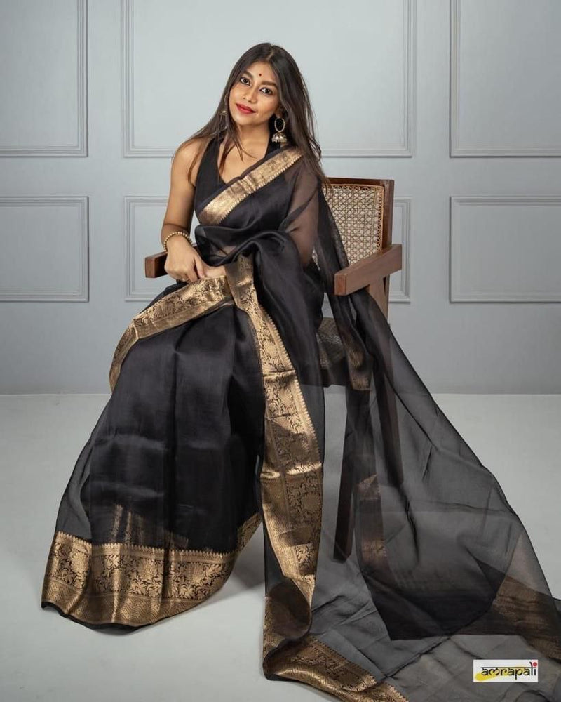 Kora Organza jacquard Soft Saree With Pallu & Running Blouse