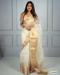 Kora Organza jacquard Soft Saree With Pallu & Running Blouse