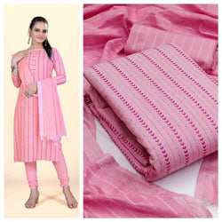 Impressive Pink Cotton Jacquard Straight Cut Chudidhar