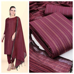 Majestic Wine Cotton Jacquard Straight Cut Chudidhar