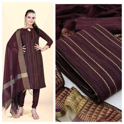 Delightful Wine Cotton Jacquard Straight Cut Chudidhar