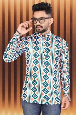 Pongal Special Trending Cotton Short Kurta With Full Sleeve