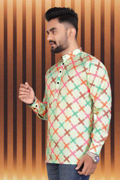 Pongal Special Trending Cotton Short Kurta With Full Sleeve