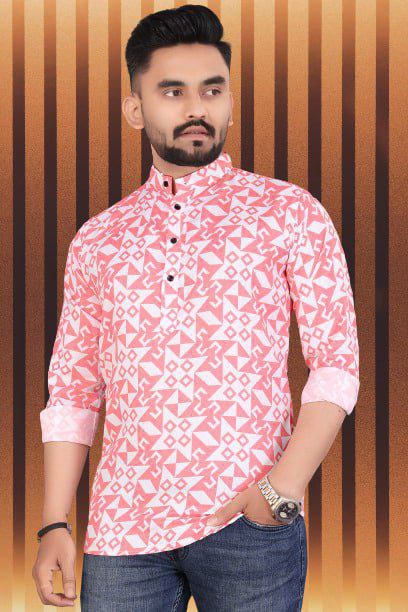 Pongal Special Trending Cotton Short Kurta With Full Sleeve